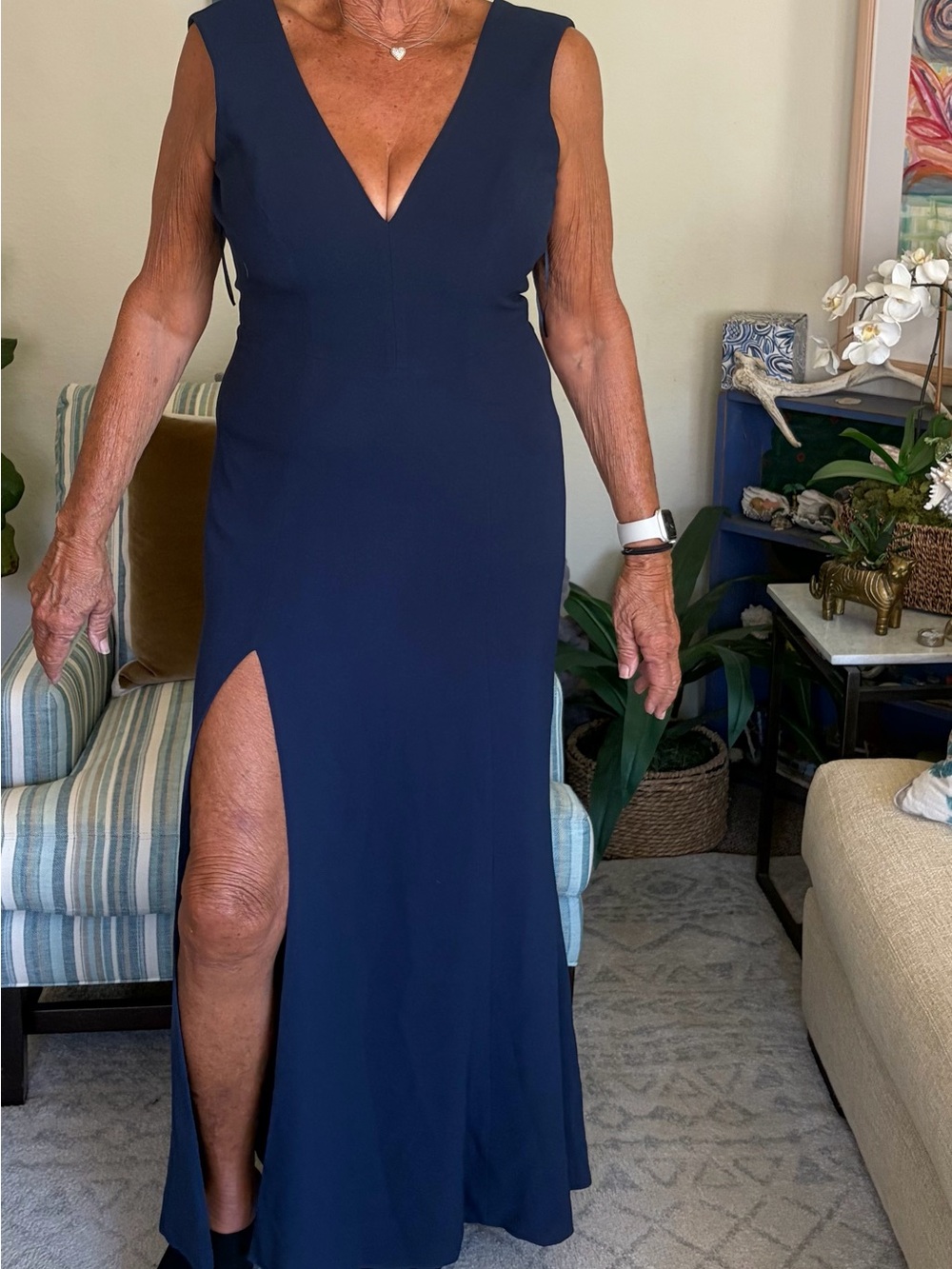 Dress the population Navy V-Neck Sleeveless Maxi Dress - Picture 5 of 6